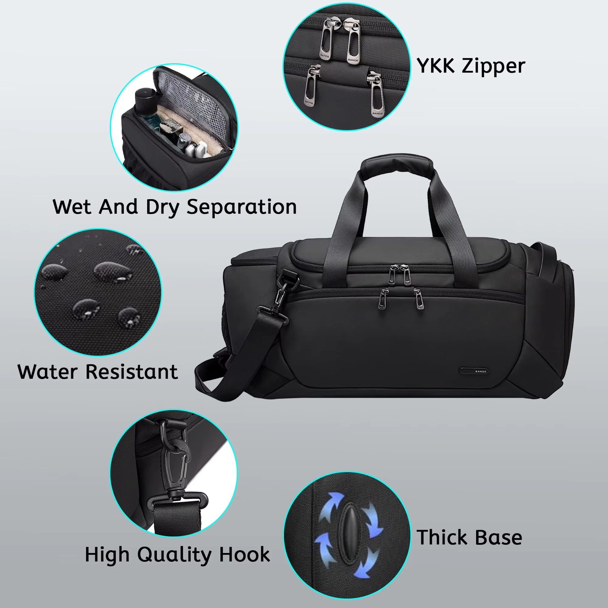 21-Inch Waterproof Sports Duffel Bag for Men with Shoe Compartment and Wet/Dry Storage