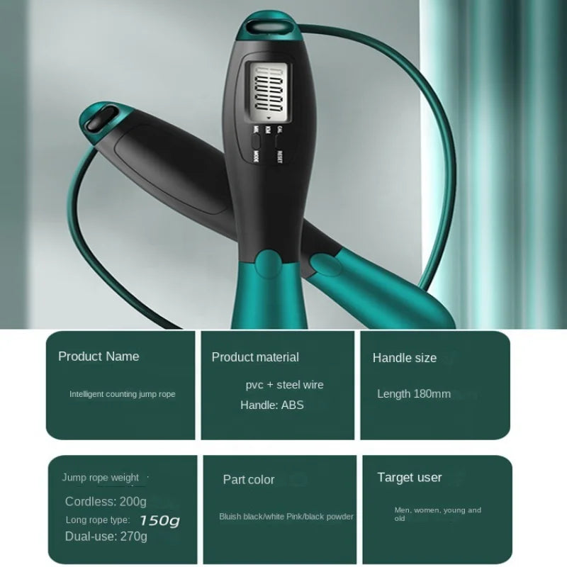 Cordless Electronic Jump Rope with LCD Counter for Gym and Crossfit Fitness