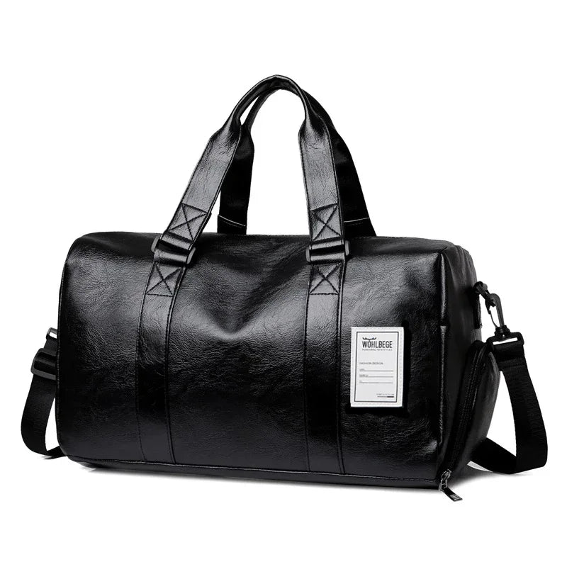 Men's Leather Sports Gym Bag for Footwear - Ideal for Training, Fitness, Yoga, and Travel