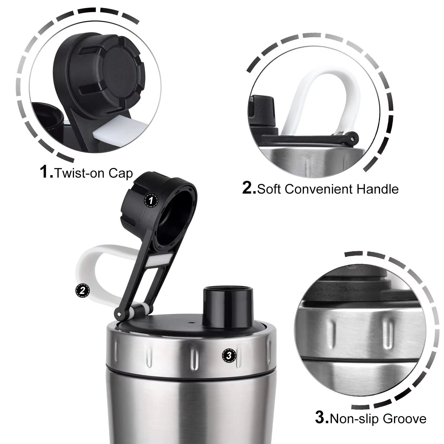 Personalized 20oz Double Wall Vacuum Insulated Stainless Steel Protein Shaker Bottle - Leak Proof Sports Drinkware