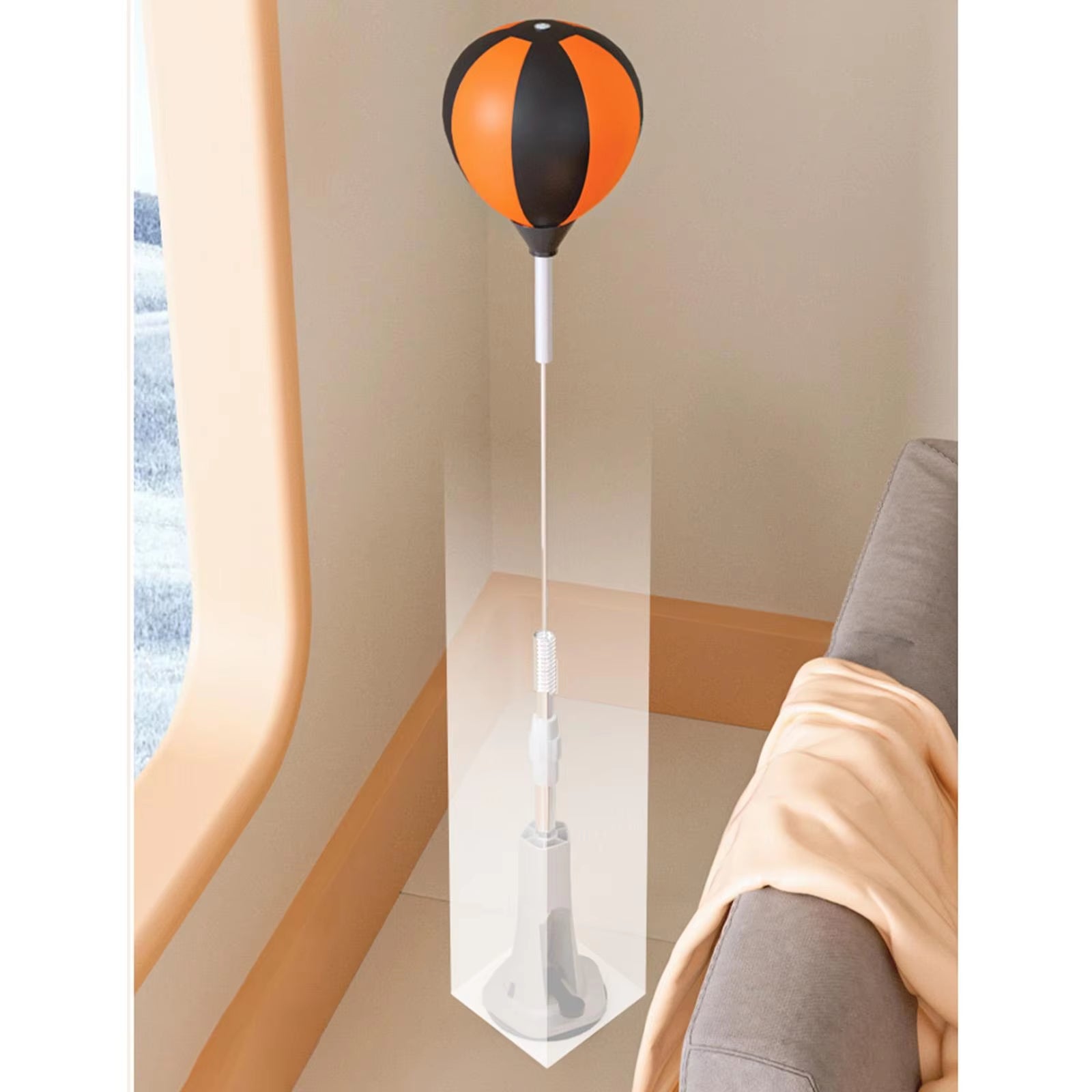 Adjustable Height Boxing Reaction Ball with Suction Cup Base for MMA Training and Home Gym Fitness