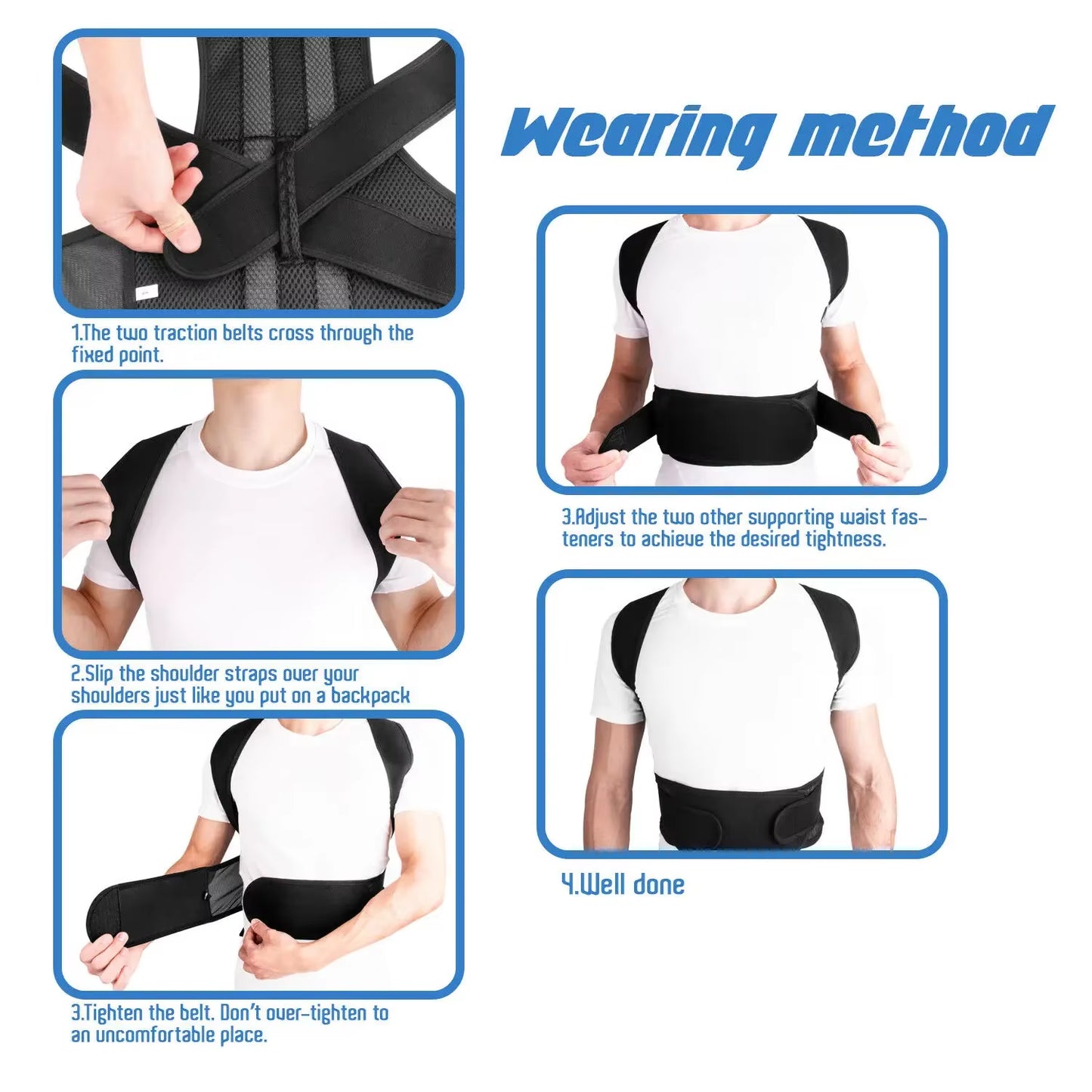 Adjustable Posture Corrector with Back Support and Shoulder Brace for Spine Alignment