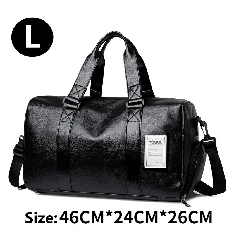 Men's Leather Sports Gym Bag for Footwear - Ideal for Training, Fitness, Yoga, and Travel