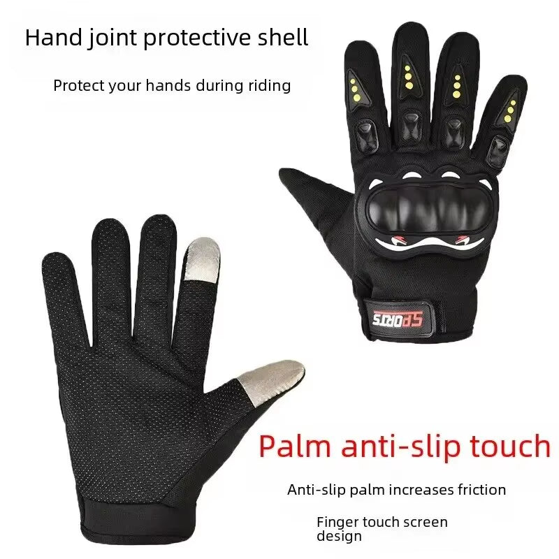 Men's Full-Finger Motorcycle Gloves with Touch Screen Capability for Outdoor Off-Road Sports and Protection Against Falls