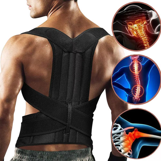 Adjustable Posture Corrector with Back Support and Shoulder Brace for Spine Alignment