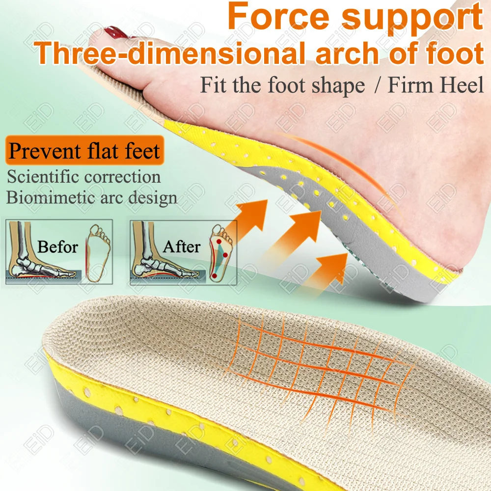 Premium Orthotic Gel Insoles for Flat Foot Support and Plantar Fasciitis Relief - Unisex Arch Support Shoe Inserts