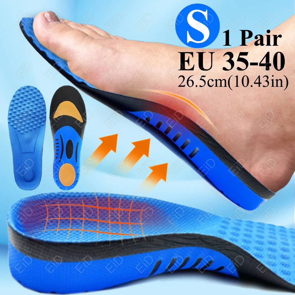 Premium Orthotic Gel Insoles for Flat Foot Support and Plantar Fasciitis Relief - Unisex Arch Support Shoe Inserts
