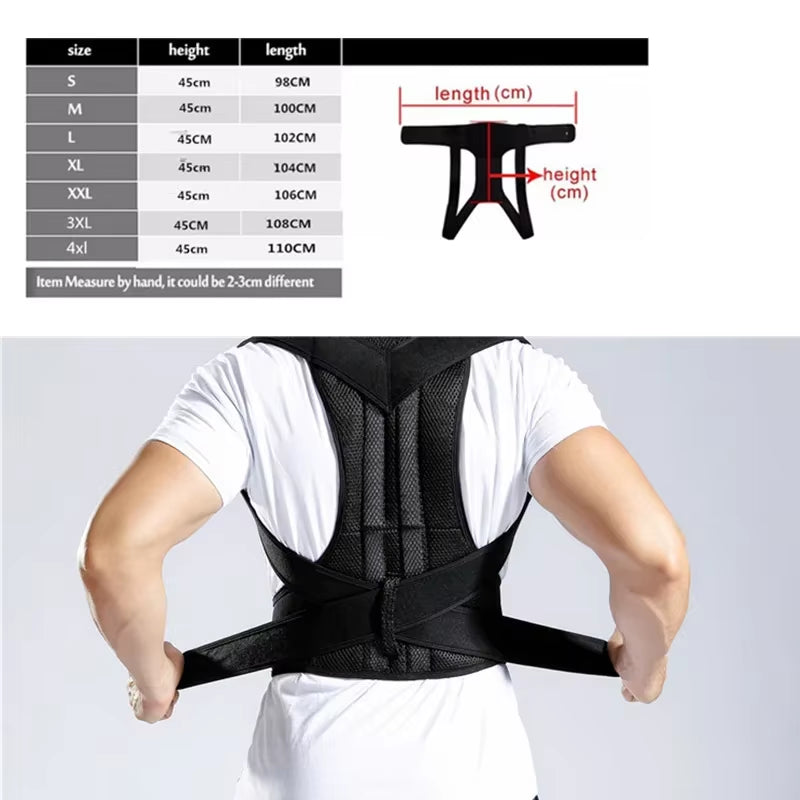 Adjustable Posture Corrector with Back Support and Shoulder Brace for Spine Alignment