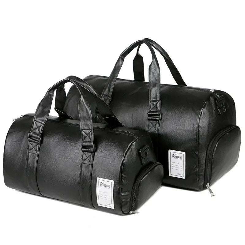 Men's Leather Sports Gym Bag for Footwear - Ideal for Training, Fitness, Yoga, and Travel