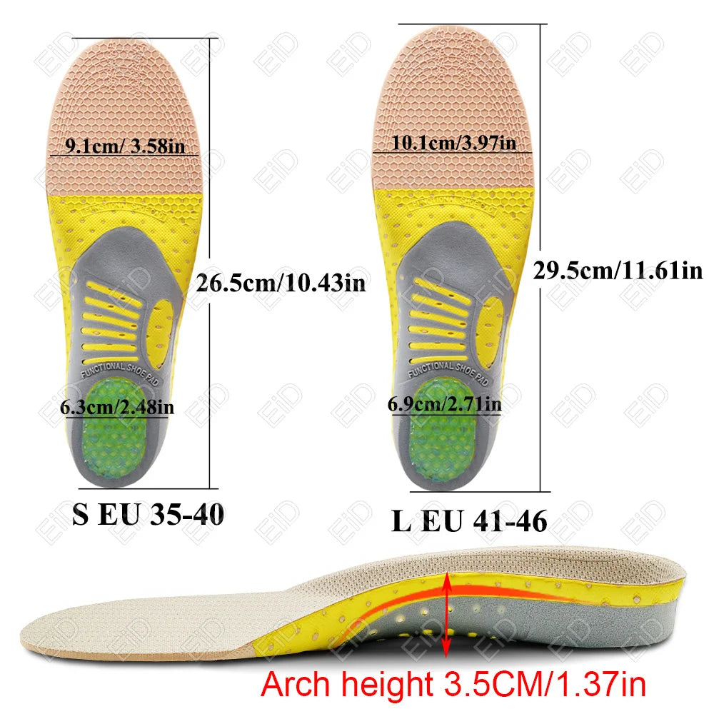 Premium Orthotic Gel Insoles for Flat Foot Support and Plantar Fasciitis Relief - Unisex Arch Support Shoe Inserts