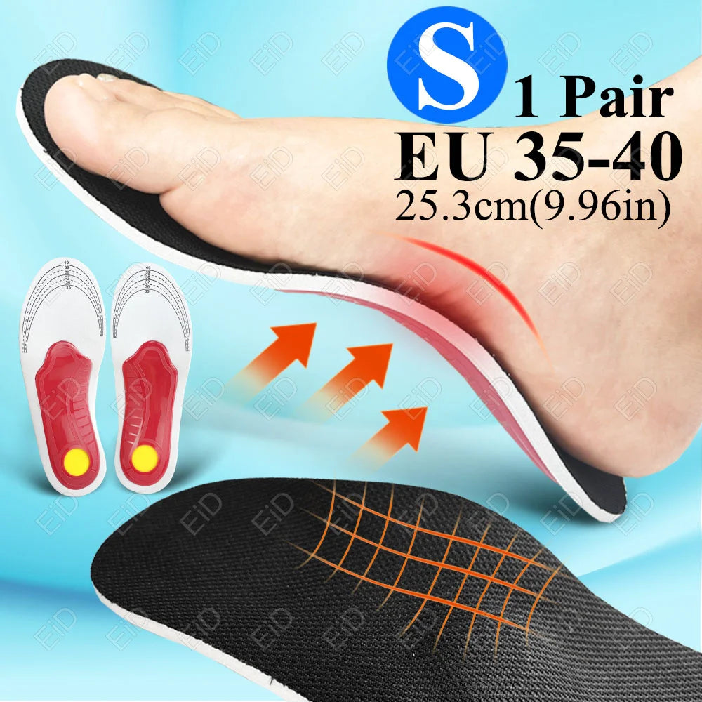 Premium Orthotic Gel Insoles for Flat Foot Support and Plantar Fasciitis Relief - Unisex Arch Support Shoe Inserts